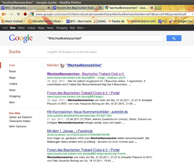 Geschafft - Der BTC ganz oben in Google am 04.01.2012!